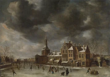 La porte Bleue à Leyde en hiver